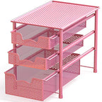 Simple Houseware Stackable 3 Tier Sliding Basket Organizer Drawer, Pink - color: Pink, size: 3-Tier