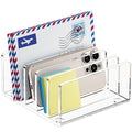 FUCDTEFC Desk Mail Organizer, 5 Section Clear Acrylic File Holder Letter Organizer, Vertical Lightweight Modern Envelope Holder Desk Accessories & Workspace Organizers for Office, Home, School - size: 5 Section Clear
