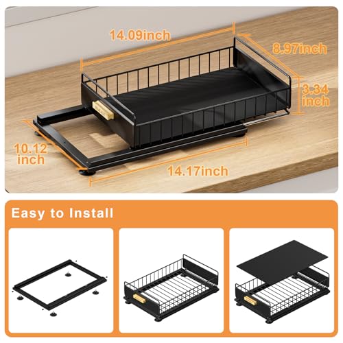 Under Sink Organizer, 2 Packs Under Sink Organizers and Storage, Slide Out Pull Out Cabinet Organizer Shelf with Metal Drawers for Kitchen Bathroom Pantry, Black - color: Black, size: 2 Pack Single Layer