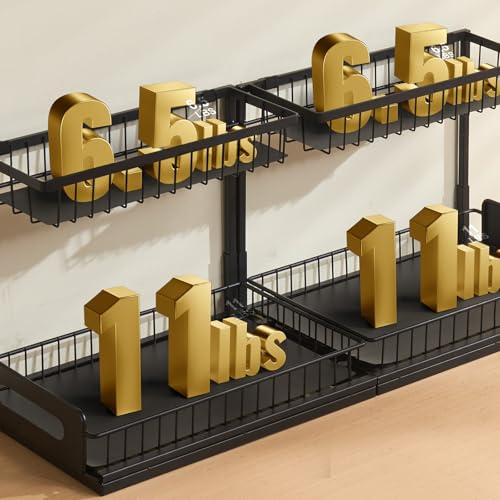 VEVOR Pull Out Cabinet Organizer, 2 Tier Under Sink Organizer and Storage(10.7"W x 14.2"D ), Slide Out Drawer Cabinet Organizer, Wire Basket Sliding Shelf for Kitchen Bathroom Cabinet, Black (2 Pack) - size: 10.7"W x 14.2"D (2 Pack)