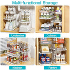 Delamu 2 Sets of 3-Tier Bathroom Under Sink Organizers and Storage, Multi-Purpose Stackable Pantry Organization and Storage, Pull Out Clear Kitchen Bathroom Cabinet Organizer with Movable Dividers | Storage, Multi-Purpose, Stackable, Pantry Organization,