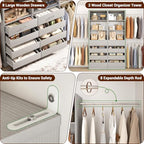 Aheaplus Closet System Set of 2, 4-9Ft Wood Closet Organizer with Drawers & Shelves, Closet Organizer System with 8 Hanging Rods, Walk-in Closets Organizer Wardrobe Closet Rack, Grey - color: Grey-2Sets