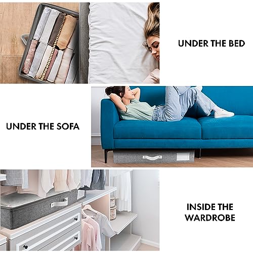 HOMELUX THEORY 2pc Under Bed Storage Containers, Bedroom Under the Bed Drawer Storage Organizer with Bins and Lids, Large Underbed Clothes Storage Box Ideal for Blanket, Fabric, & Shoes (LightGray) - color: Light Gray, size: Large (2pc)