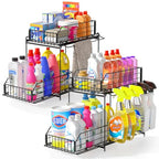 SUEH DESIGN Under Sink Organizers and Storage, 2 Tier Metal Under Sink Storage with Hanging Rail for Kitchen Bathroom Cabinet Organizer, 2 Pack - size: 10.3"W x 15.6"H Wider 2 Pack