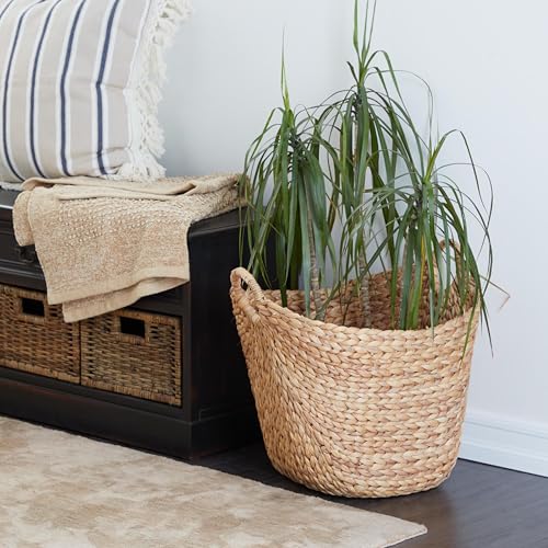 Deco 79 Seagrass Handmade Decorative and Functional Storage Basket Large Woven Basket Organizer with Ring Handles, Basket for Storage 20" x 18" x 19", Brown - size: 20" x 18" x 19"