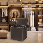 Simple Houseware Double Laundry Hamper with Lid and Removable Laundry Bags, Brown - color: Brown