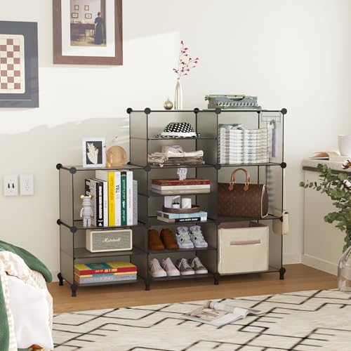 AWTATOS Closet Organizer 8 Cube Storage Shelves Clothes Organizers Stackable Cubby Shelving for Closet Bedroom Living Room Grey - color: Grey