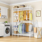 Ulif F2 Clothes Rack, 5 Tiers Heavy Duty Garment Rack for Bedroom, Freestanding Adjustable Closet Storage Organizer, 46.1" W x 15.4" D x 78.3" H, Load 630lbs, Upgraded White - color: White