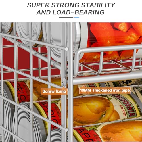2-Pack Stackable Can Rack Organizer, Can Storage for Kitchen Pantry Cabinet, Can Holders for Food, Multifunctional Can Dispenser for Snacks Soda, Silver - color: Silver-2 pack, size: 2 Tier