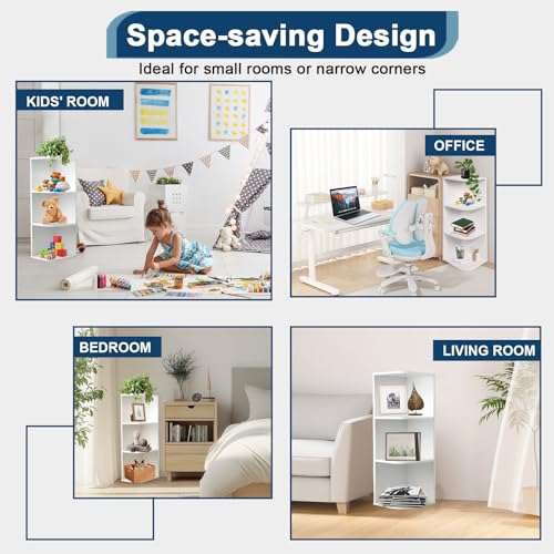 Whitmor 3 Tier Corner Open Shelf, 3 Cube Display Corner Bookshelf, Open Storage Display Bookcase, Storage Cabinet for Living Room, Bedroom, Home, Office, 9.3" L x 12" W x 31.5" H, White - color: White, size: 3 Cube Corner