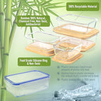 Set of 4 Stackable Space-Saving Nesting Glass Containers with Airtight Bamboo Lids - Lunch, Meal & Food Prep - Microwave & Oven Safe BPA Free Durable Heat Resistant Inert Borosilicate Glass - color: 4 Containers with Bamboo Lids