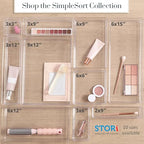 STORi SimpleSort 3-Piece Stackable Clear Drawer Organizer Set | 12" x 6" x 2" Rectangle Trays | Wide Makeup Vanity Storage Bins and Office Desk Drawer Dividers | Made in USA - size: 12x6x2"