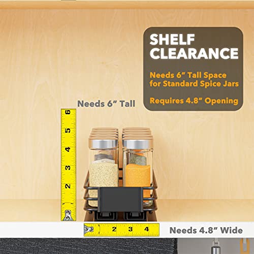 SpaceAid Pull Out Spice Rack Organizer for Cabinet, Heavy Duty Slide Out Seasoning Kitchen Organizer, Cabinet Organizer, with Labels and Chalk Marker, 4.5" W x10.75 D x2.5 H, 1 Drawer 1-Tier - style: 4.5" W, 1-Tier