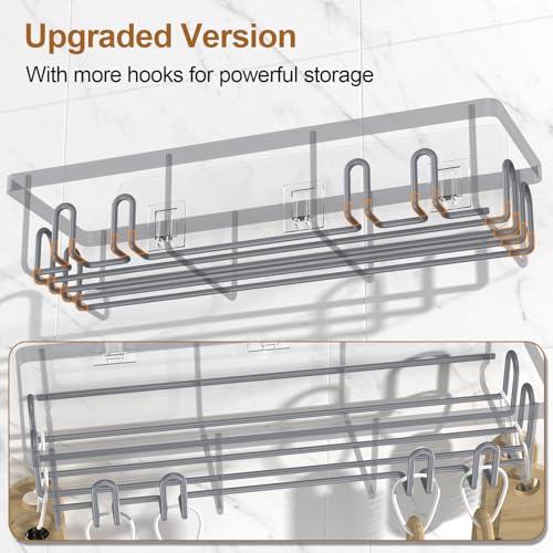 Getsrichfc Shower Caddy Adhesive, Rustproof Shower Shelves for Inside Shower, Large Capacity Bathroom Organizers and Storage, Shower Storage with Removable Hooks, No Drill Bathroom Accessories Grey - color: Grey
