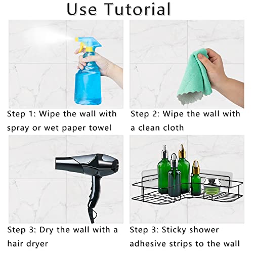 2 Pack Shower Caddy Adhesive for Replacement, Strong Transparent Adhesive for Shower Caddy Sticky Pads, No Drilling for Corner Shelf Basket, Bathroom Storage Shelves, Kitchen Racks and Soap Holder - color: Transparent -2pcs 3 Hooks