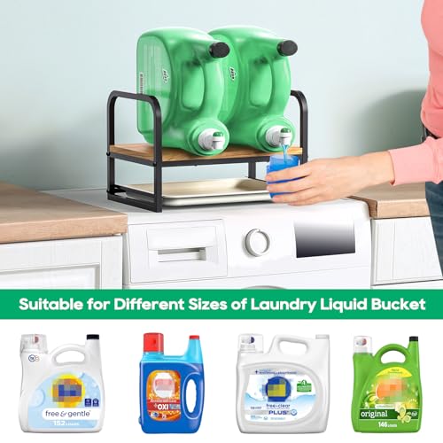 Laundry Detergent Holder Stand, Liquid Detergent Dispenser Shelf Organizer with Cleanable Drip Tray, Liquid Holder Stand Catcher for Laundry Room Organization and Storage (Flat-Black) - style: Flat-Black