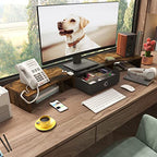 WESTREE Triple Dual Monitor Stand Riser with Drawer,Extra Large Adjustable for 2~3 Monitors,Solt for Phone & Tablet, Desktop Organizer Stand for Computer,Laptop,Printer,TV - size: Large-brown