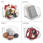 iDesign Linus Stacking Organizer Bins for Kitchen, Pantry, Office, Bathroom, Extra Large-Clear - size: Large