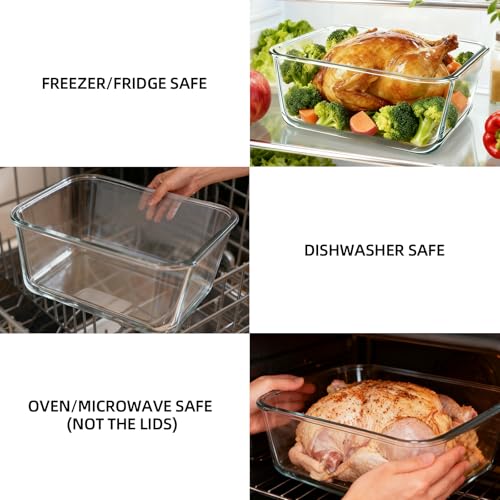 220oz/6500ml/28cup Extra Large Glass Storage Containers with Airtight Lid - Borosilicate Large Glass Food Storage for Rotisserie Chicken, Turkey - XL Big Glass Soup Bowls Freezer to Oven Safe - color: White handle