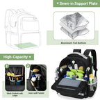 HODRANT Cleaning Backpack with Bottom Plate & Waterproof Bottom, Large Supplies Bag with Multiple Pockets for Housekeeping Tools, Cleaning Products Caddy Organizer for Home & Car