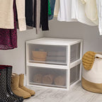 IRIS USA 47 Qt. Extra-Large Stackable Storage Drawer Plastic Drawer Organizer with Clear Doors, for Pantry Bedroom Closet Kitchen Under-Sink Home and Office De-Clutter Shoes and Crafts, White, 2-Pack - size: 47 Qt., style: 2 Pack
