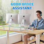 Simple Trending Dual Monitor Stand Riser, Computer Office Desktop Organizer for 2 Monitors with Tempered Glass, Adjustable Length and Angle Stand for Laptop,Printer,TV - size: 41.5 x 9.5 x 5 inches