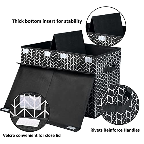 Mayniu Large Toy Box Chest with Lid, Kids Toy Storage Organizer Bins Basket for Living Room, Nursery, Closet, Bedroom, Playroom 25"x13" x16" (Black) - color: Large Black