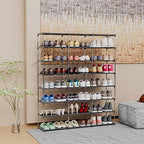 SMILHELTD Large Shoe Rack Shoe Storage Organizer for Entryway Heavy Duty Free Standing Shelves Space Saving for Sneakers Hallway Garage Organization (3 Row 8 Tier)