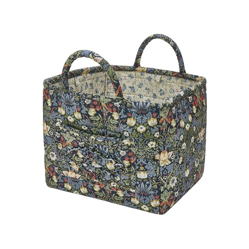 Quilted Fabric Storage Baskets with Handles, Boho Floral Gift Basket Foldable Organizer Bin for Home Decor, Picnic, Travel 12''x10''x10'' (Blue) - color: Blue