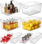 Hudgan Pantry Organizers Storage, Set of 8 Clear Organizer Bins 4 Large and 4 Small Stackable Storage Containers for Fridge Freezer, Kitchen Cabinet, Under Sink - size: 4S+4L
