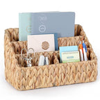 DINGTAI Natural Farmhouse Desk Organizers and Storage, Large Countertop Mail Holder, Tabletop Organizer (Water Hyacinth) - color: Water Hyacinth