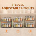 Spice Rack Organizer for Kitchen, Pull Out Spice Racks for Inside Cabinets, 2 Tier Spice Shelf Organization for Cabinet Seasoning, No Drilling Install for Home Kitchen Space Saving, 1 Pack