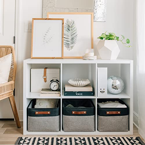 OrganiHaus Extra Large Fabric Storage Baskets for Shelves 3 Pack, 16x13in Closet Storage Bins, Canvas Baskets for Organizing, Linen Closet Organizers, Cloth Basket, Gray/Black - color: Gray / Black, size: Extra Large - 3pc