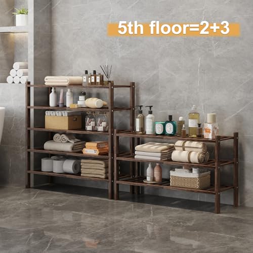 Bamboo Shoe Rack Organizer for Closet and Entryway - Space-Saving Narrow Shoe Stand - Versatile Shoe Holder for Door or Closet Shelf,Garage Bedroom can Freely Stack DIY Small Shoe Racks 2Tier Brown - color: Brown, size: 2-Tier