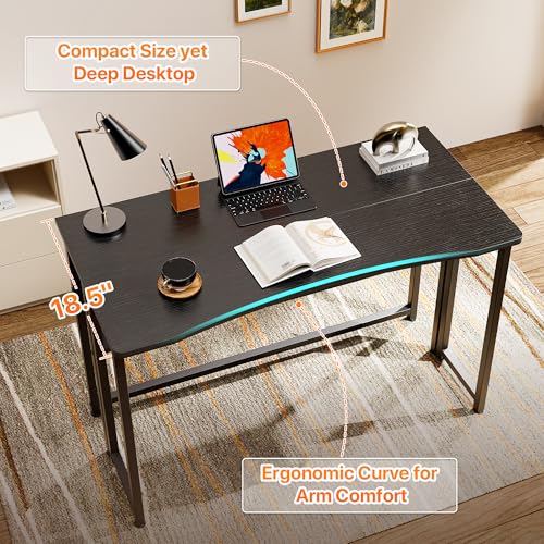 Huuger Folding Desk with Storage Shelf, 39.3 Inch Foldable Computer Table for Small Spaces, Space Saving Sofa Table for Couch, Writing Work Office Computer Desk, Easy to Fold, Black - color: Black, size: 18.5"D x 39.4"W