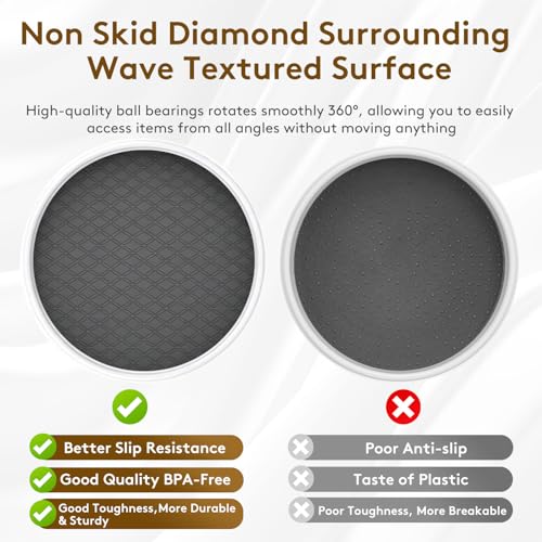 Lazy Susan Turntable Organizer 4 Pack - 10 Inch 360° Rotating Trays for Kitchen Cabinet, Pantry, Countertop, Fridge - Non-Skid Spice Rack Storage for Bathroom, Vanity, Makeup - size: 10inch - 4 Pack