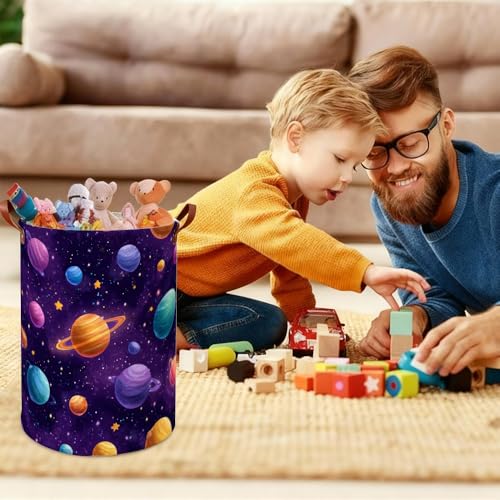 Funky Laundry Basket Outer Space Galaxy Collapsible Laundry Baskets Oxford Cloth Storage Bin Colorful Laundry Hamper for Kids Room Spring Decor 15.75x15.75x19.7" - color: Colorful595