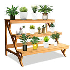 3 Tier Wood Plant Stand Indoor Outdoor, Ladder Large Multi Tiered Plant Holder, Wooden, Display Storage Shelf, 35.43"×23.62"×23.62", 3 Layered Step Plant Rack, Stair Plant Stand