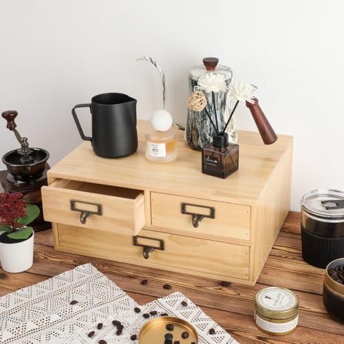 Wooden Storage Box Apothecary Drawers Vintage Wooden Box Wood Desktop Organizer Countertop Drawers Library Card Catalog Cabinet Apothecary Cabinet（WOOD 03） - color: WOOD03