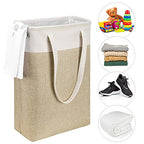 i BKGOO Laundry Basket with Handles Beige&Khaki-Slim Laundry Bin Collapsible Dirty Clothes Basket Narrow Laundry Bag Foldable Dirty Hamper for Camping, Dorms, Apartments - color: Beige&Khaki