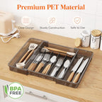Lifewit Silverware Organizer for Kitchen Drawer, Expandable Utensil Tray for Spoons Forks Knives, Adjustable Flatware Cutlery Holder Storage, Black