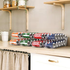 Simple Houseware 4-Pack Auto-Rolling Beverage Can Organizer for Fridge, Clear Front-Loading Soda Dispenser with Smooth Glide Design, Space-Saving Refrigerator Storage Bins - size: 4 Pack
