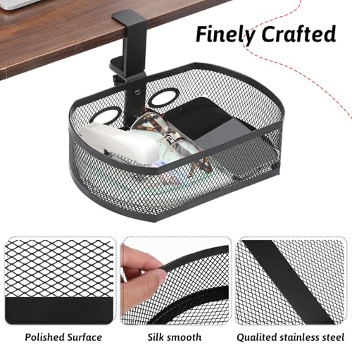 Under Desk Storage Drawer Organizer, Clamp on Under Table Shelf Hanging Desk Mount Tray Attachable Drawer Basket for Home Office Desktop Clutter Management Space Saving
