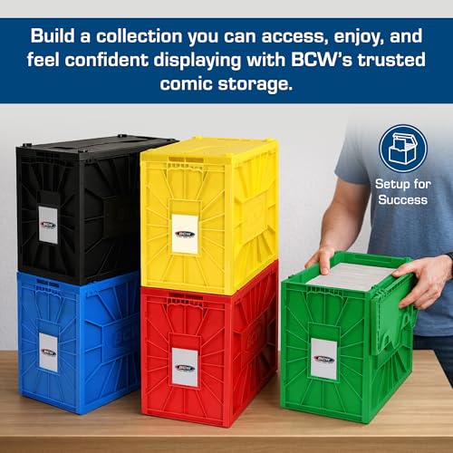 BCW Comic Bin, Black - Holds 150 Comics, Acid Free Storage and Organizer, Heavy Duty Plastic, Stackable, Includes Partition - style: Single
