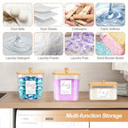 COAZEX 3 Pack Plastic Laundry Pods Container & Dryer Sheet Holder, Laundry Room Organization and Storage Jars with Lids, Scoops & Labels for Detergent, Powder, Scent Booster - color: D-2+1 Pack