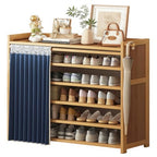 6-Tier Bamboo Shoe Rack with Cover, Free Standing Shoe Racks, Bamboo Wood Shoe Rack for Entryway & Closet, Holds up to 18-24 Pairs of Shoes 38.8" x 10.4" x 37.8" - size: 6-Tier with Cover