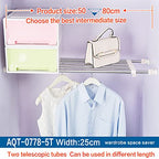 Hershii Expandable Closet Tension Shelf Rod Adjustable Storage Rack Heavy Duty DIY Organizer Divider for Wardrobe Cupboard Kitchen Bathroom - size: 50-80cm/19.68-31.49inches