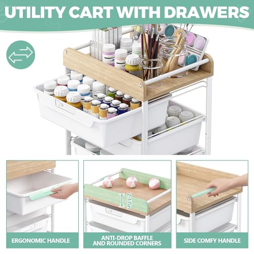 APEXCHASER Utility Cart with 4 Drawers,Rolling Storage Cart for Crafters Artists Kids Teacher Student Storage Arts Crafts & Sewing Study Supplies in Craft Room Dorm Classroom Kids Room-White - color: White, size: 4-Drawers