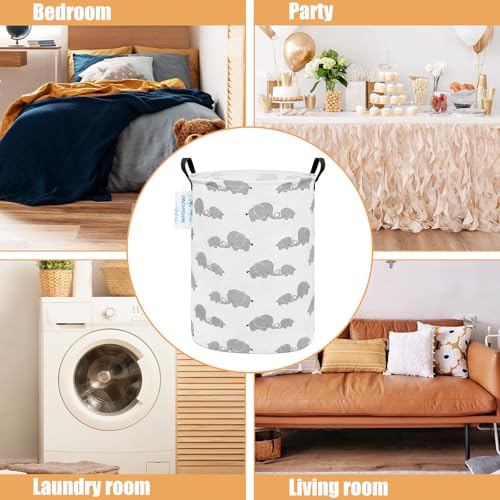 LANGYASHAN Storage Bin, Canvas Fabric Collapsible Organizer Basket for Laundry Hamper,Toy Bins,Gift Baskets, Bedroom, Clothes,Baby Nursery (Full Love Elephant) - color: Full Love Elephant