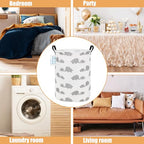 LANGYASHAN Storage Bin, Canvas Fabric Collapsible Organizer Basket for Laundry Hamper,Toy Bins,Gift Baskets, Bedroom, Clothes,Baby Nursery (Full Love Elephant) - color: Full Love Elephant